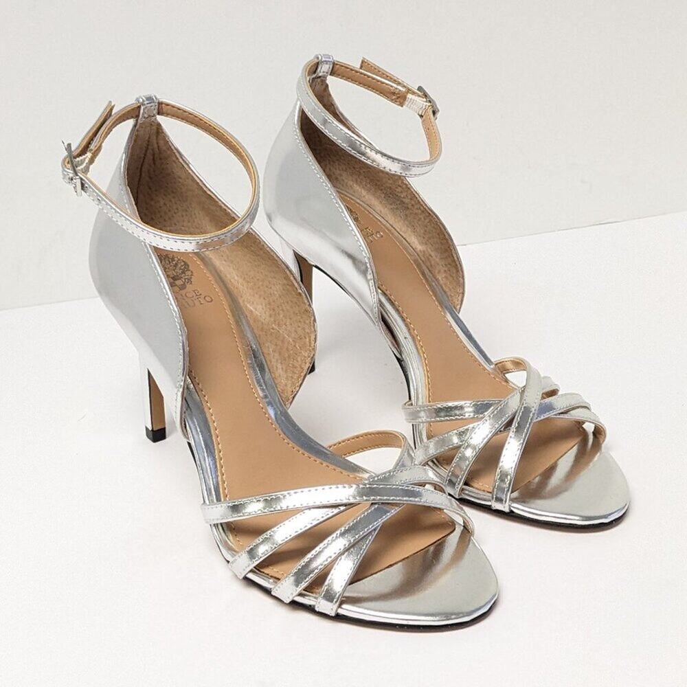 Vince Camuto Antinalie High Heels, Silver Leather, Women's 7